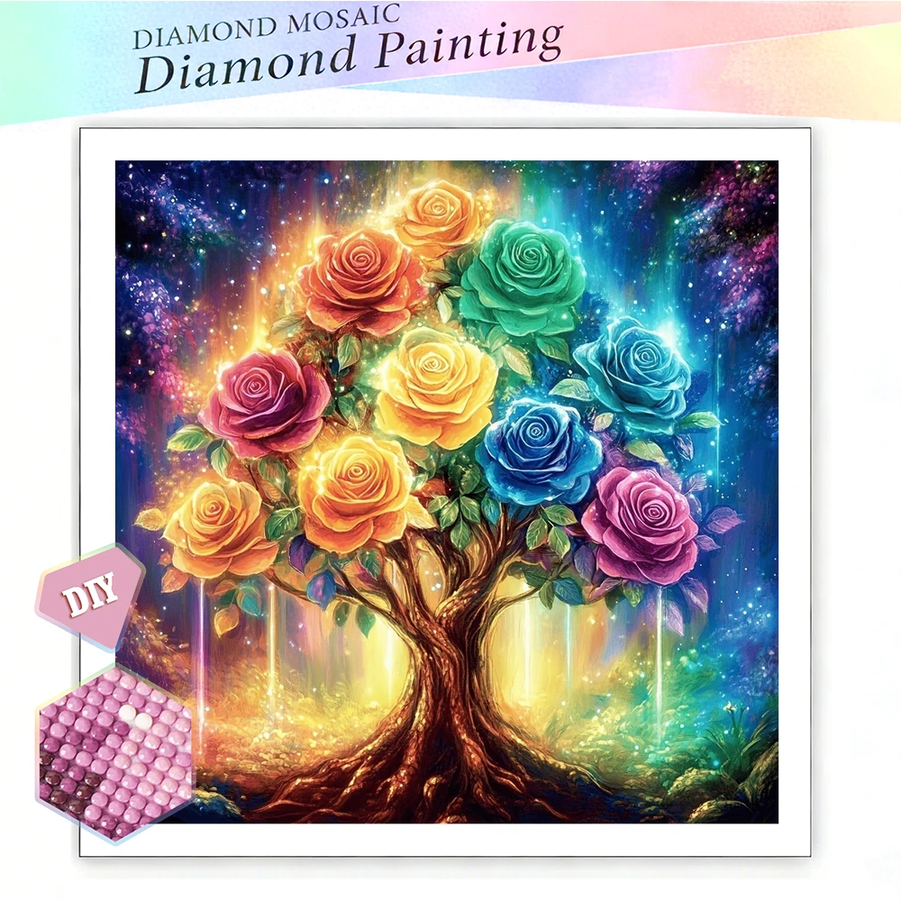 EverShine DIY Diamant-Stickerei Rosen-Mosaik Vollquadratische und Runde Diamanten Diamantkunst-Set Baum Kreatives Freizeit-Wanddekor