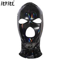 Adult Full Cover Latex Masks 3-Hole Cutout Full Face Mask Fancy Party Balaclava Headgear for Carnivals Crossdressing Dress Up