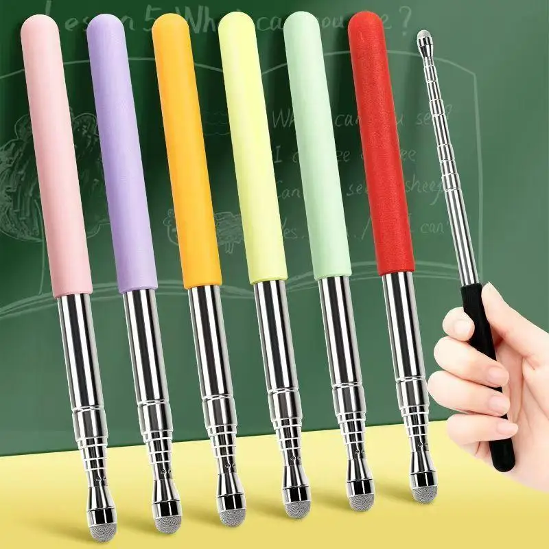 【A】High Quality Stainless Steel Touch Screen Pen Telescopic Teaching Pointer Reading Sticks For Office Home Classroom Teaching