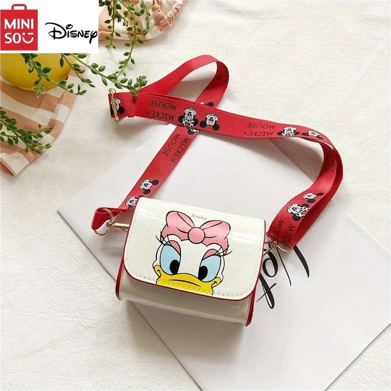 1pcs New MINISO Disney Mickey Minnie Messenger Bag Stylish Cartoon Printed Crossbody Coin Purse for Casual Outings Holiday Gifts