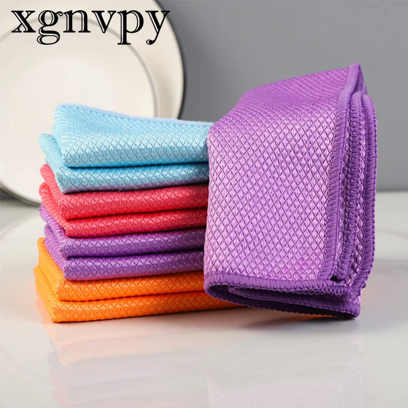 xgnvpy Traceless Microfiber Windows Car Mirror Polishing Fish Scale Cloth Soft Lint Free Reusable Cleaning for  Automobiles