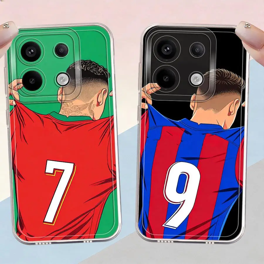 

Cartoon Football Numbers Case for Xiaomi Redmi Note 14 Pro Plus 9 10 A4 11 14C 13C 10S Note 13 11S 12S 12 Soft Phone Cover