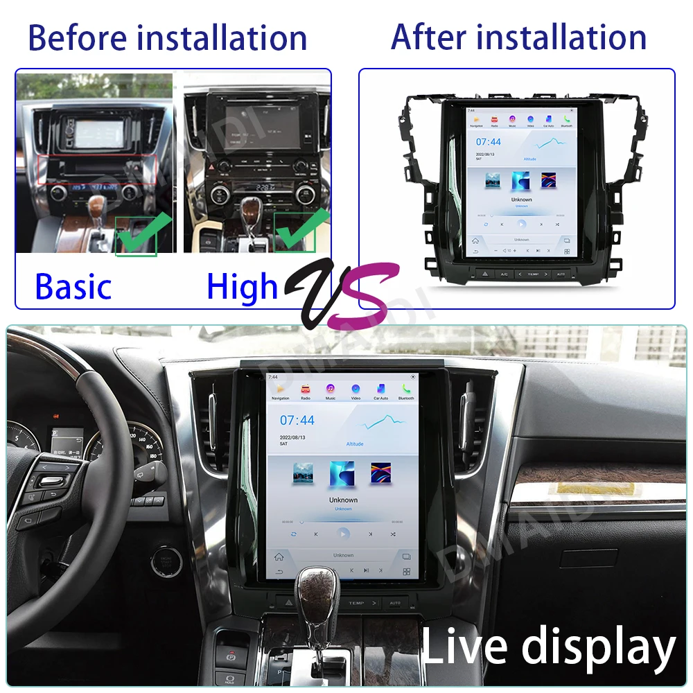 Qualcomm Tesla Style Car Multimedia For Toyota Alphard 30 2015-2021 CarPlay Android Auto Audio Video Player Navigation GPS DSP