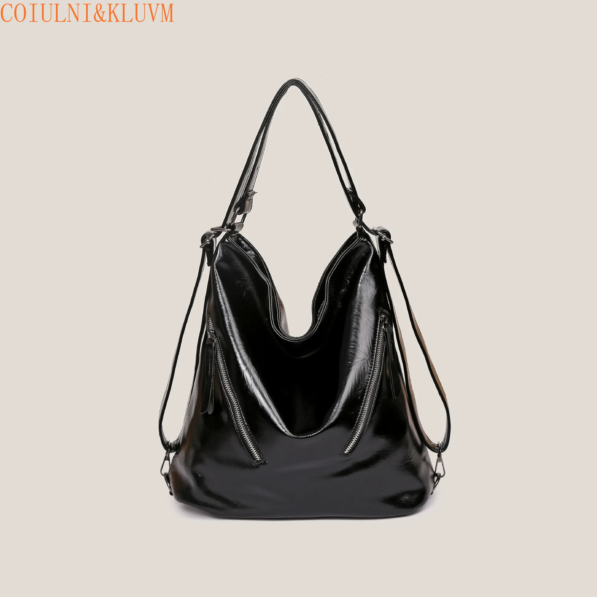 【COIULNI&KLUVM】Autumn and winter niche multi-function tote bag 2024 new shoulder bag zipper handbag soft leather backpack women