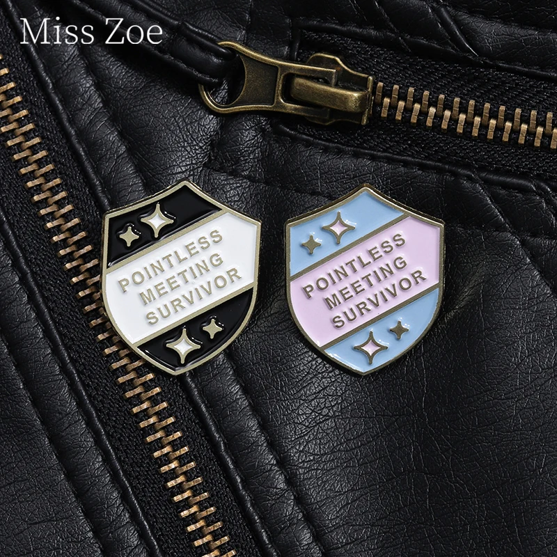 Pointless Meeting Survivor Enamel Pin Custom Fun Workplace Quotes Brooches Shirt Collar Lapel Backpack Badges Jewelry Gifts