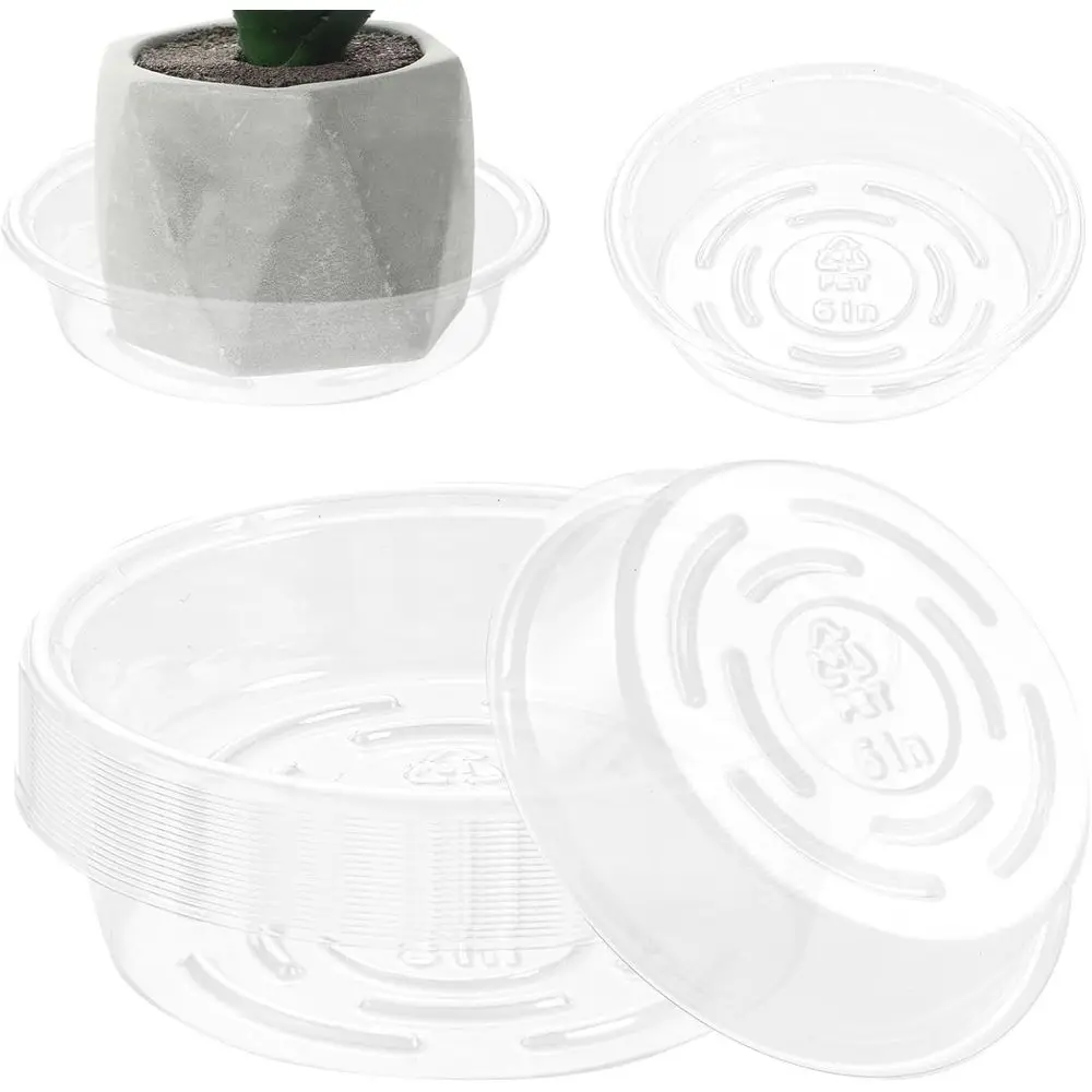 100 Pack 6 Inch Plastic Plant Trays - Outdoor Indoor Drainage Dishes for Potted Plants without Holes