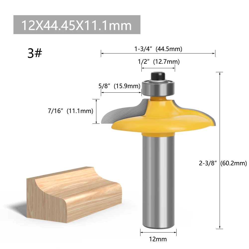 LAVIE 1 Stück 1/2" 12,7 mm Schaft Fräser Holzschnitzerei Schubladenfrontfräser Rundfräser mit Kantenprofilierung Fräser-Set mit Schutzkappe – Detail 5