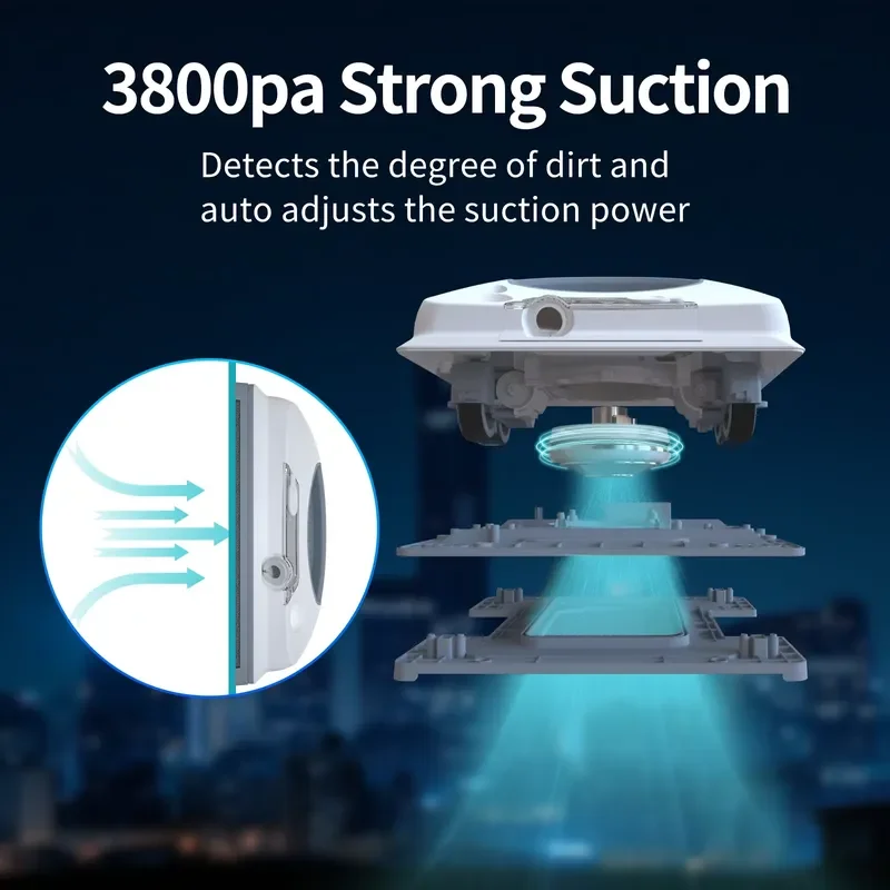 W6 Cordless Electric Window Cleaning Robot Portable High Rise Glass Cleaner with Lithium Battery App Control Streak Free