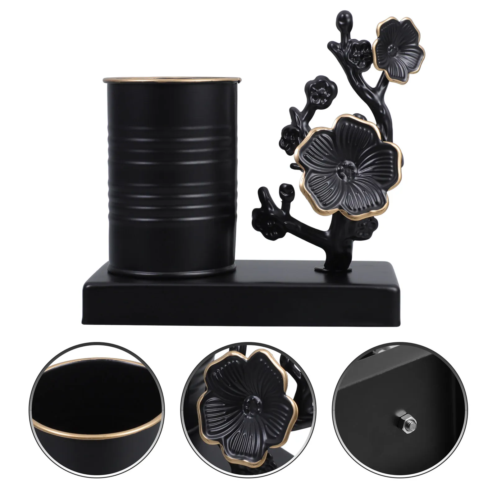 

Металлическая подставка для ручек в форме цветка сливы, железный настольный органайзер для ручек, кистей, линеек, косметических кистей, маленький настольный органайзер для офиса