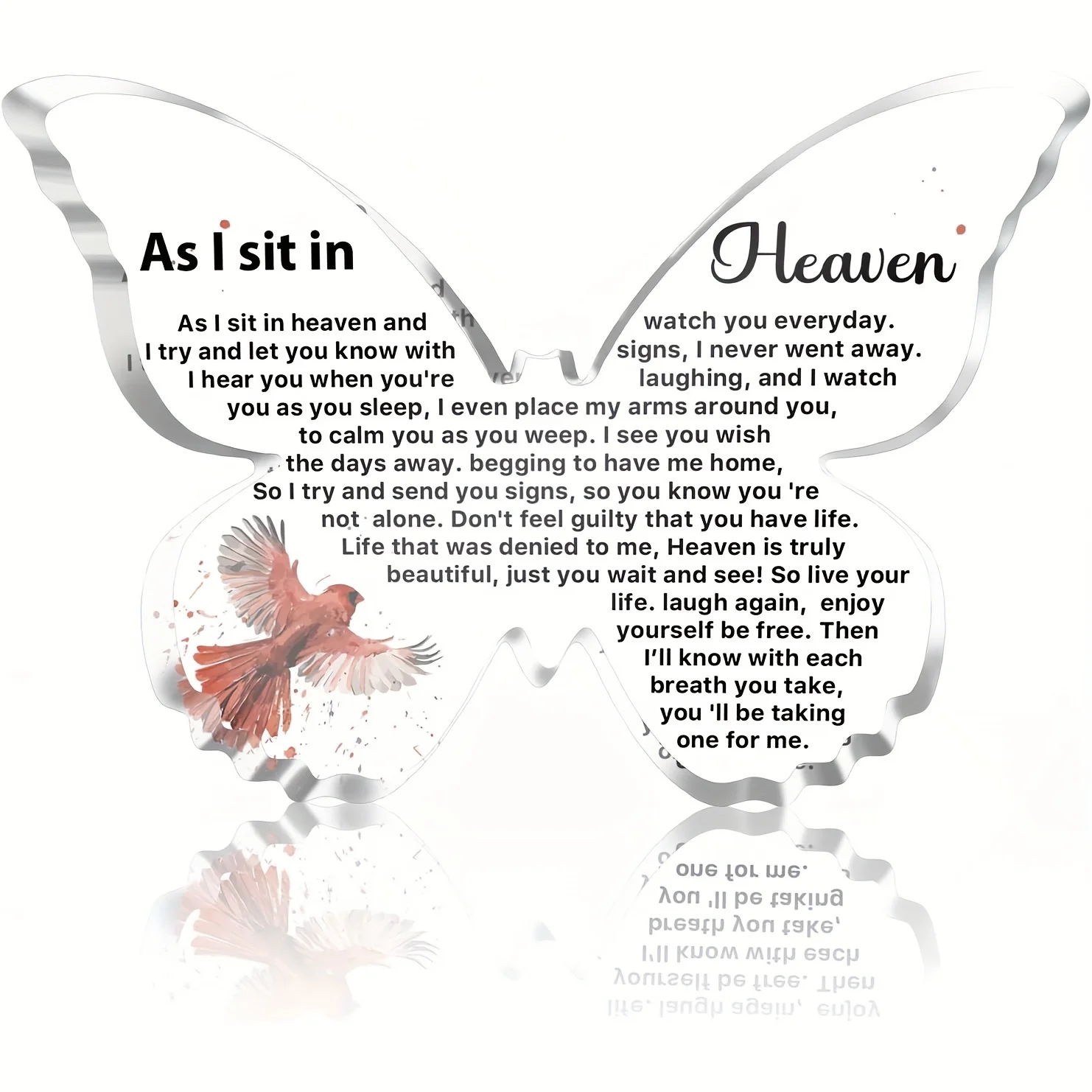 Memorial Gift for Loss of Loved One - Remembrance Gifts for Father Mother Grandma - As I Sit In Heaven Acrylic Glass Butterfly