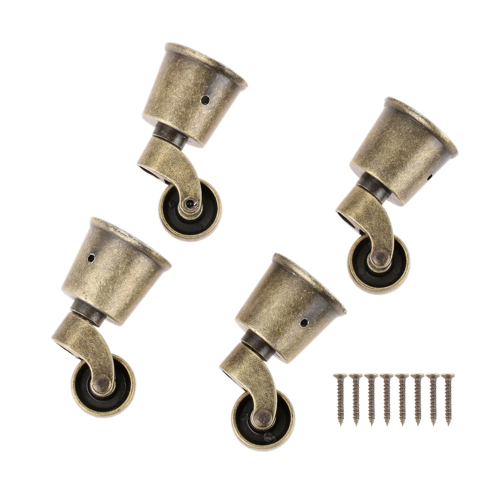 4 PCS  Vintage Swivel Round Cup Caster Universal Pulley Wheel Chair Sofa Cabinet Swivel Wheel Caster Furniture Hardware