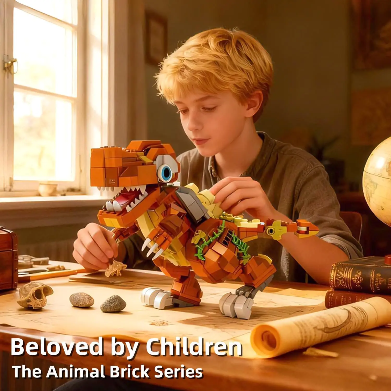 

T-Rex Juvenile Building Blocks Set 630 Pieces Suitable for Boys And Girls Aged 6 to 12 Children's Toy Dinosaur Construction Kit