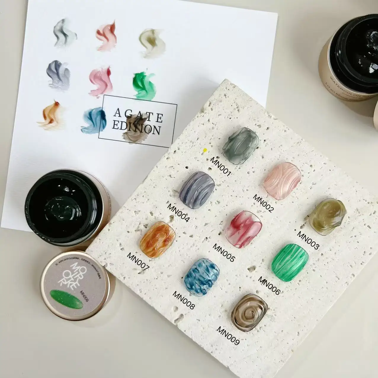 9 Colors Agate Stone 3D Sculpting Gel No Wipe Semi Transparent Matte Carving Nail Art Solid Hard Gel Soak Off UV Gel Manicure