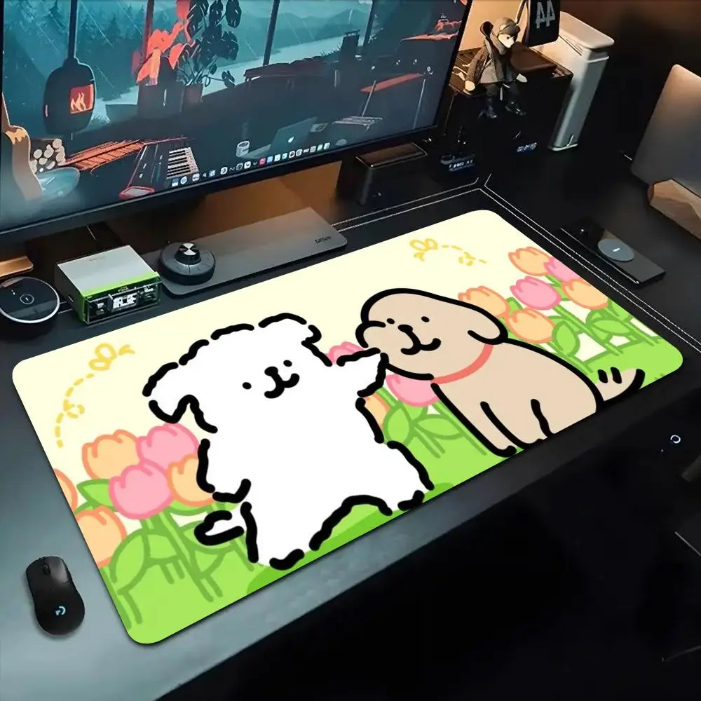 

cartoon Maltese dog and golden retriever Mouse Pad 500X1000 mm Large Gaming Mousepad Gamer XL Rubber Otaku Keyboard Pad Laptop