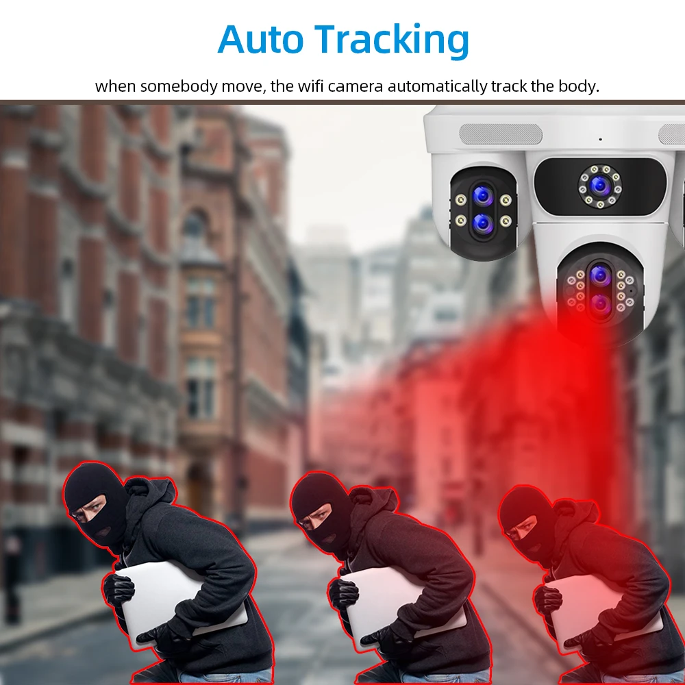 4K 35MP Wfii PTZ IP 보안 카메라 야외 10X 줌 자동 추적 무선 파노라마 뷰 CCTV 비디오 감시 카메라