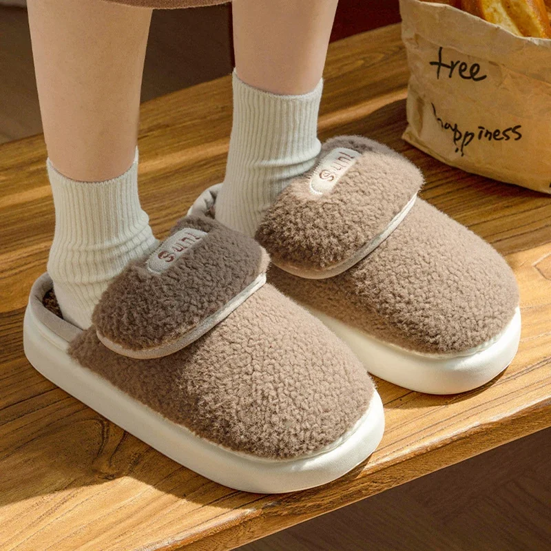 Platform Fluffy Slippers Women Home Plush Fashion Designer Winter Shoes Ladies Flats Warm Casual Footwear Elegant Large Size