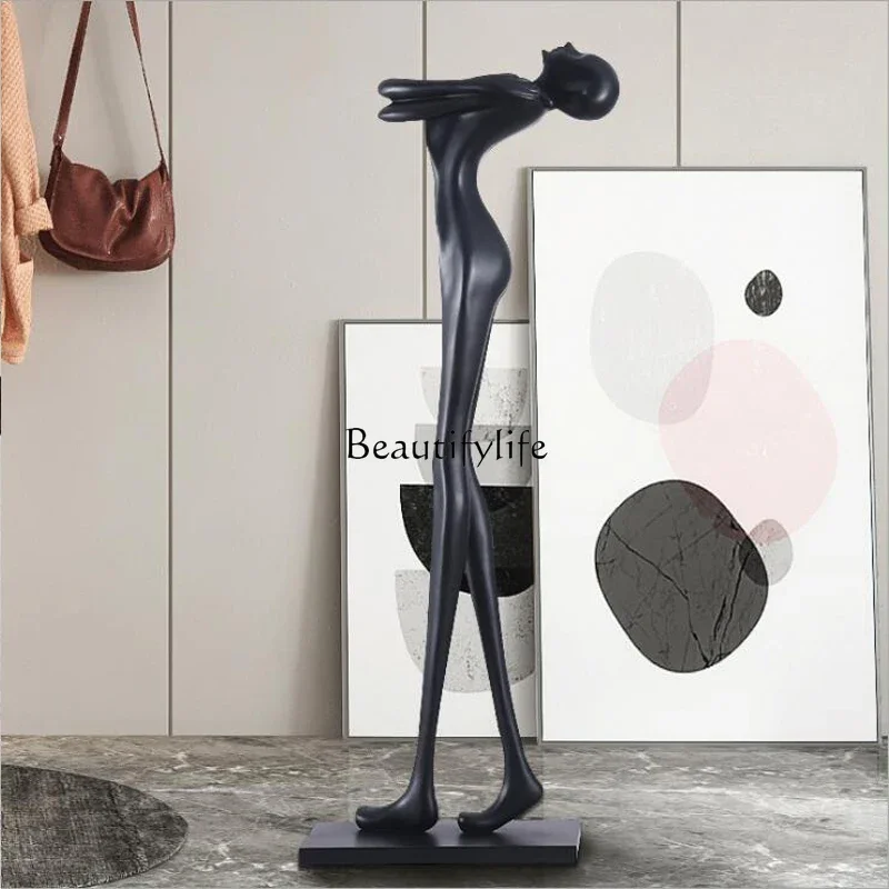 

ld14Light luxury abstract figure holding ball human body sculpture art ornament floor luminous object