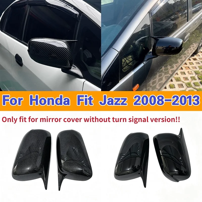 For Honda Fit Jazz 2009-2013 Car Sticker Rearview Side Mirror Cover Wing Cap Exterior Door Rear View Case Trim Carbon Fiber Look