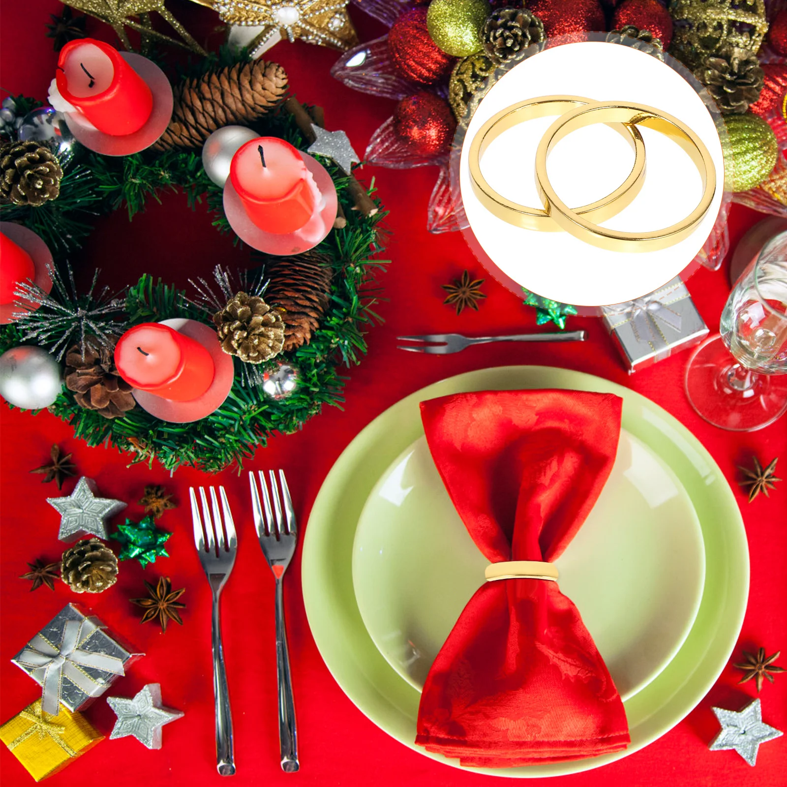 

4Pcs Wedding Zinc Alloy Napkin Rings Fashion Table Decoration Dinner Party Birthday Golden Zinc Alloy Napkin Ring