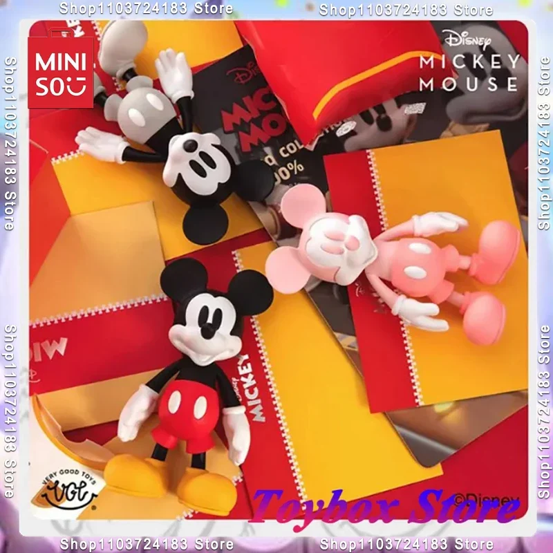 

MINISO Vgt 200% Ego Disney Mickey Mouse Black White Pink Colorful Action Figure Dolls Childhood Memory Collectible Model Toys