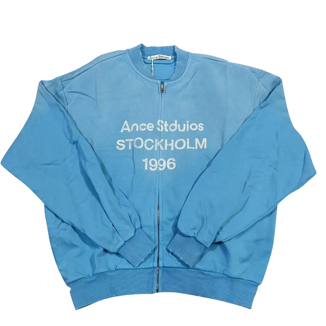 Retro American Brand Baseball Jacket Letter Print Vintage Style Men's Women's Outerwear Cotton Linen Blend Casual Jacket