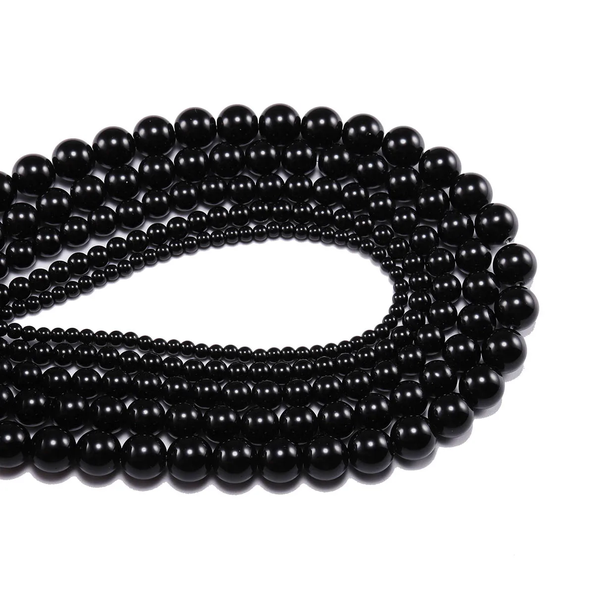 Smooth Black Agates Natural Stone Beads For Jewelry Making Round Onyx Loose 6 8 10 12mm Diy Bracelet Necklace 15inches