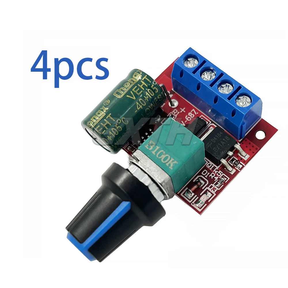 4pcs Mini PWM DC Motor Speed Regulator 4.5-35V 5A LED Dimming Speed Control Switch Module
