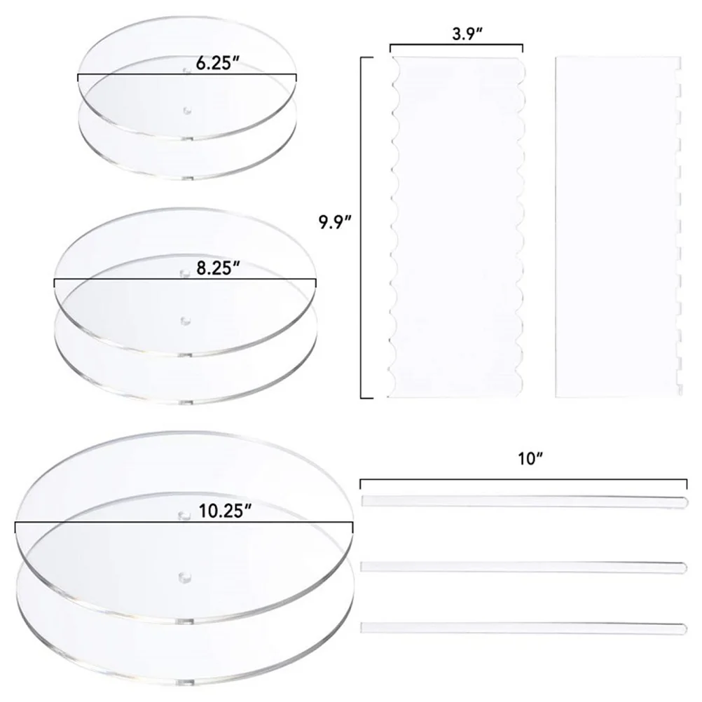 

Acrylic Cake Discs Set Baking Accessories Kitchen Supplies Pastry Decorating Tools Cake Scraper Practical Design Easy