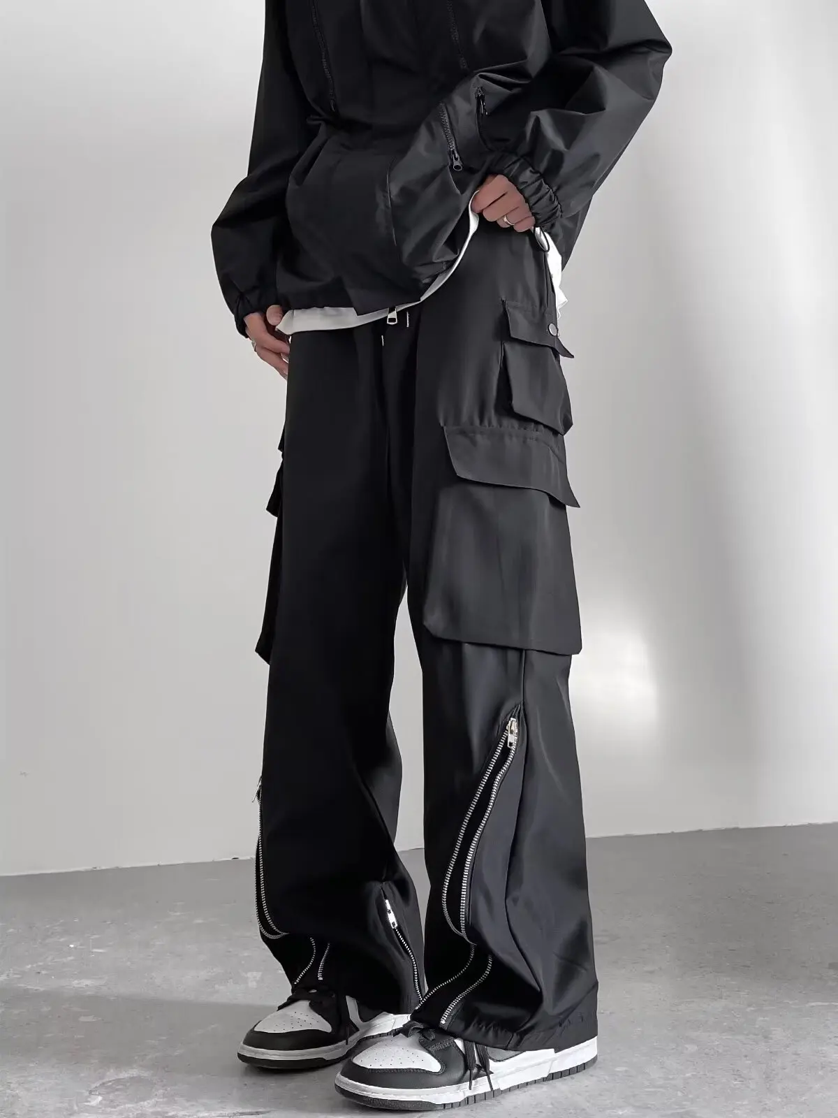 

Спецодежда American Sle, широкие горные брюки, мужские летние модные уличные брендовые брюки Haome, небольшая функциональная молния Ja...