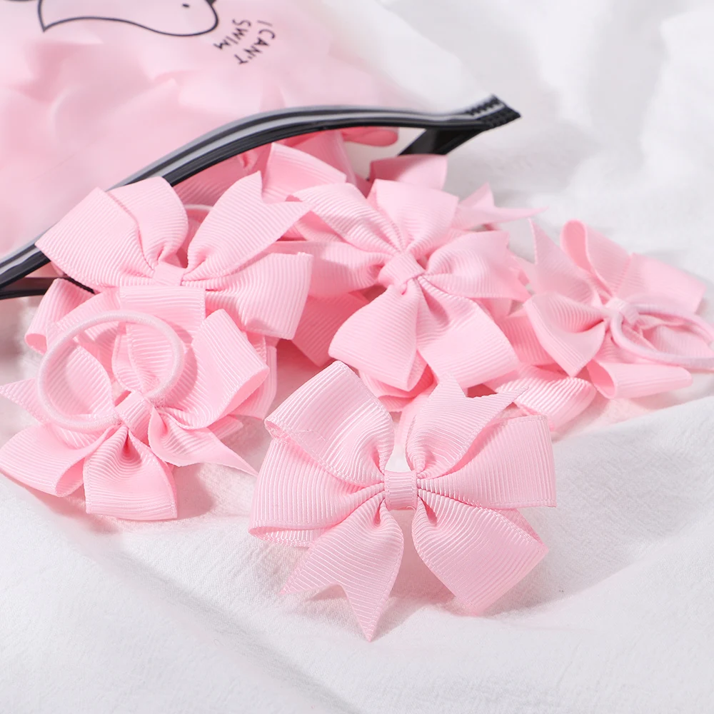 10Pcs/Lot 20Colors Elastic Mini Bowknots Hair Bands for Baby Girls Hair Rope Hair Tie Ponytail Holder Kids Baby Hair Accessories image 2