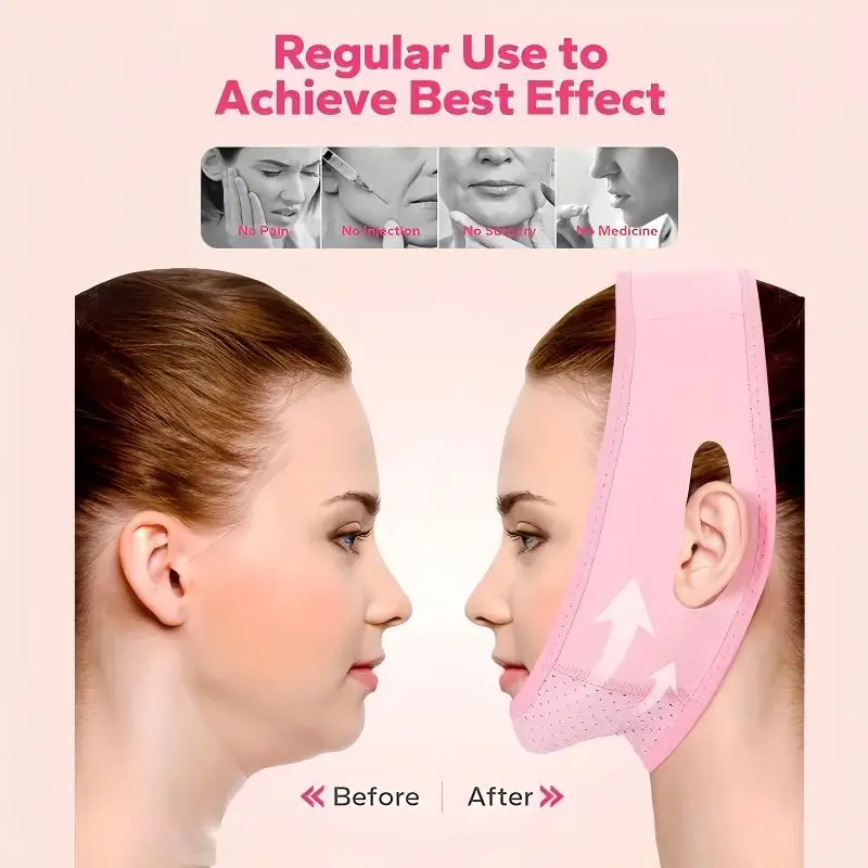 Reusable V-Line Lifting Mask, Chin Strap, Face Slimming Belt - Facial Lift Band for Sagging Prevention, V-Shape Face Contouring