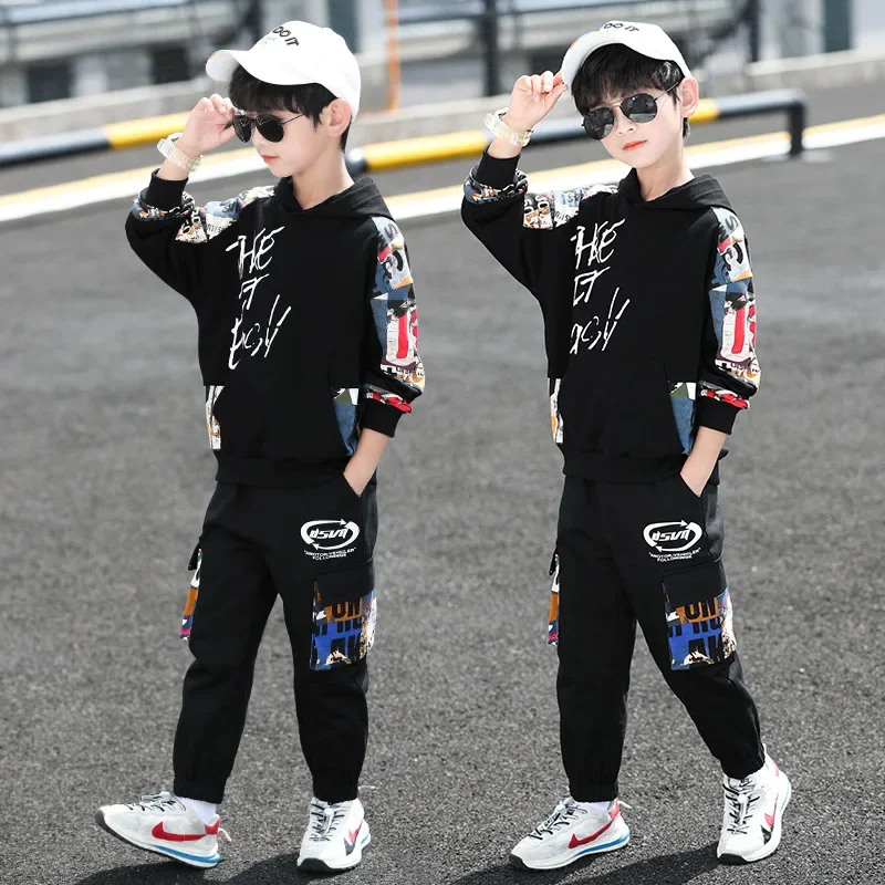 

Boys Autumn Clothing Suit 2024 New Kids Clothes Cartoon 5-14 Years Boys Tracksuit Set Children Hooded Tops and Pants