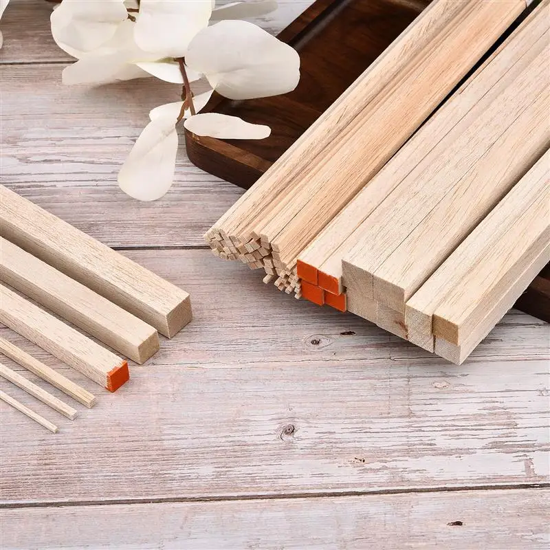 2/3/4/10/12/15mm Balsa Wood Craft 2-20pcs/Lot Square Cudgel Model Toys Building Carving Handicraft Educational DIY Balsa Stick