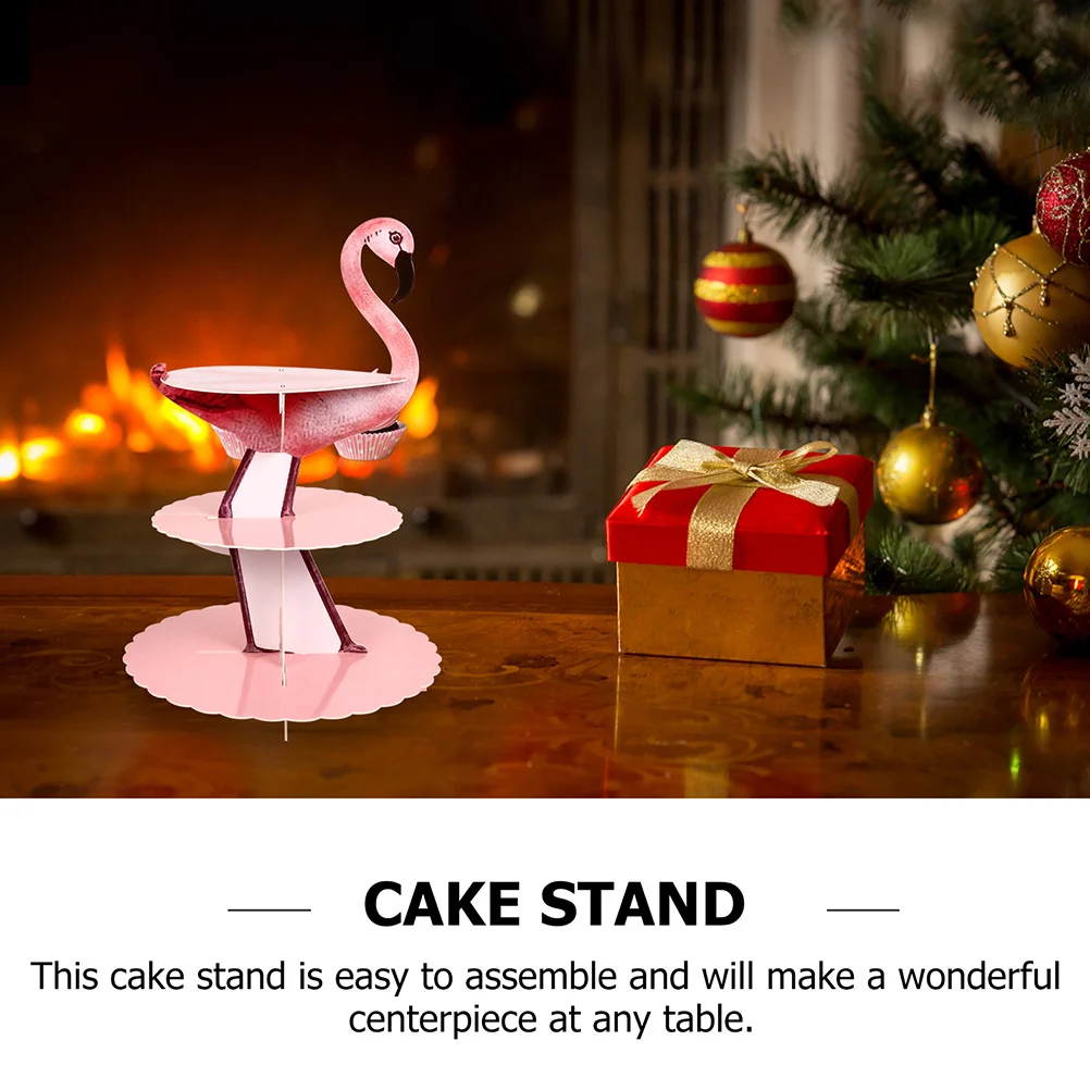 

2Pcs Flamingo Paper Cupcake Stand Three-Tier Paper Dessert Display Holder Cupcake Holder for Wedding Birthday Shower