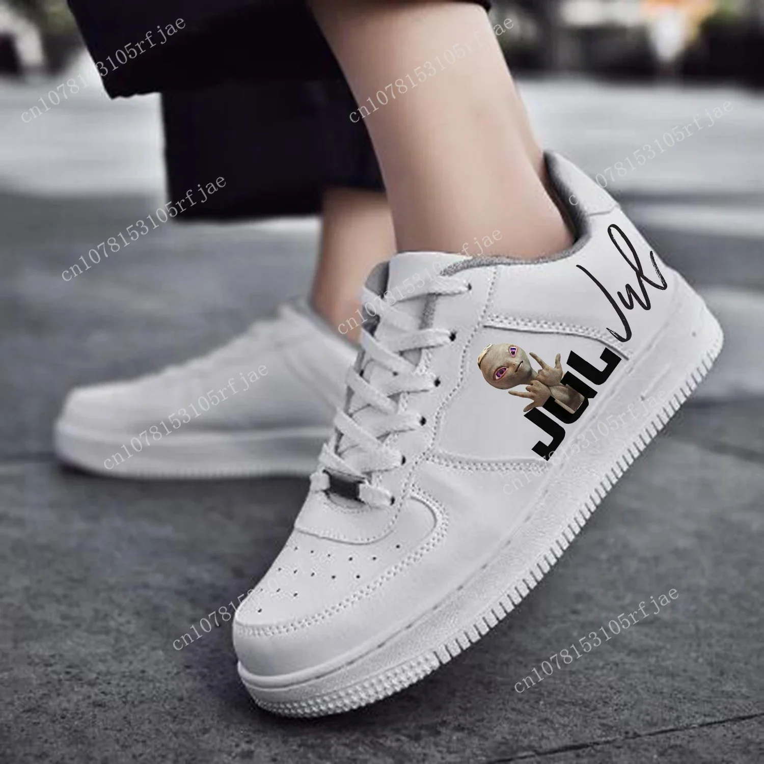 Beliebte Rapper Jul benutzer definierte af Basketball Herren Damen Teenager Mode Sport Run Flats Force Sneakers schnüren Mesh benutzer definierte Schuhe