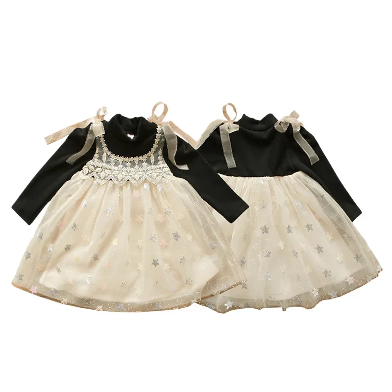 Girls Dress 2024 New Toddler Baby Girls Cute Lace Thickened Princess Dress