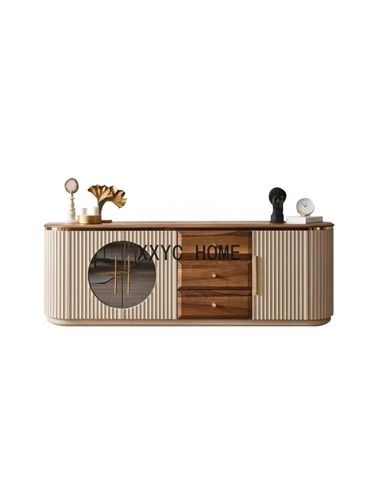 

Italian Entrance Cabinet Home Entry Hall Cabinet High-Grade Walnut Storage Sideboard Cabinet Solid Wood