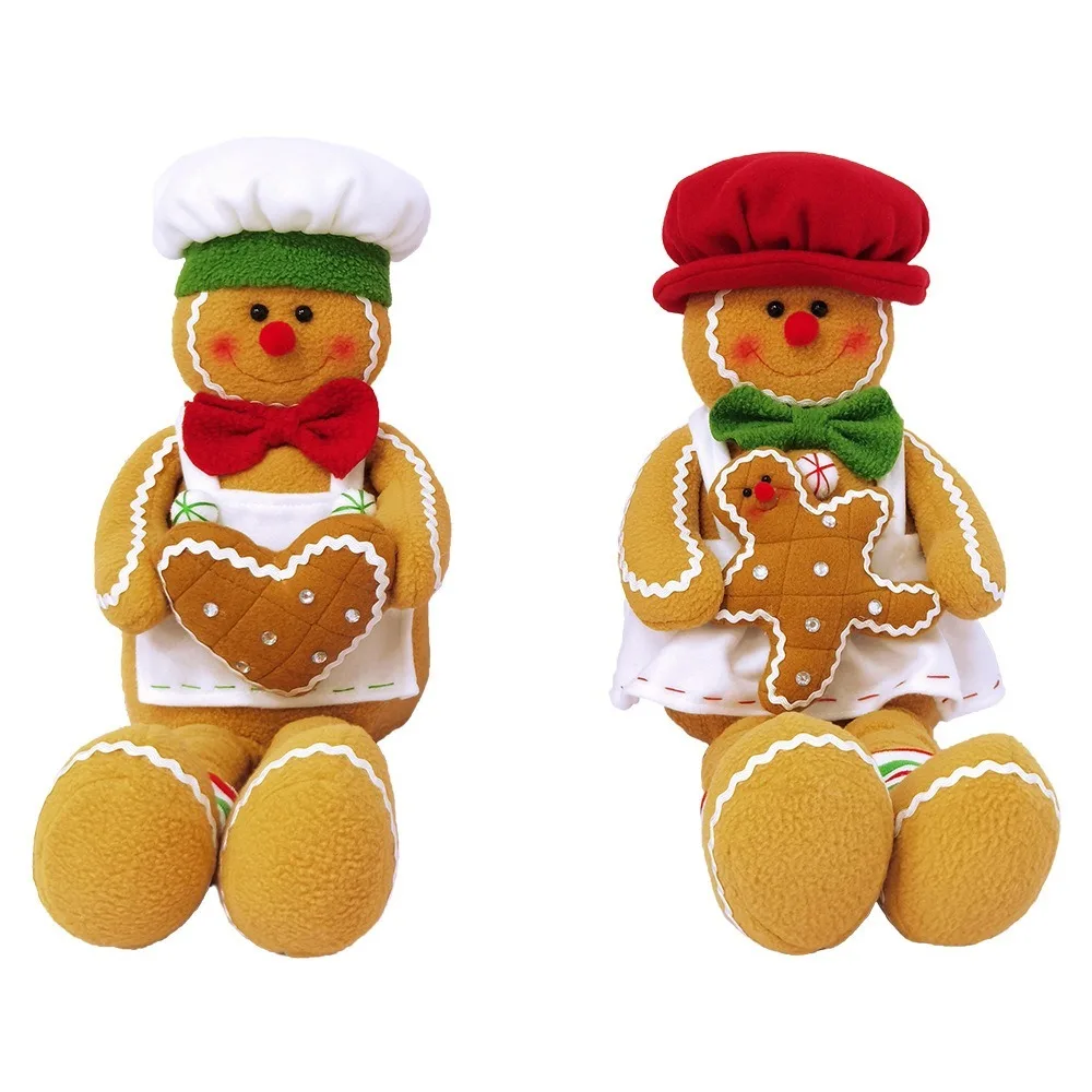 Muñeco de hombre de jengibre, galleta, ventana de hombre, vestidor de Navidad, felpa decorativa de Navidad, adorno de felpa de pierna larga para el hogar