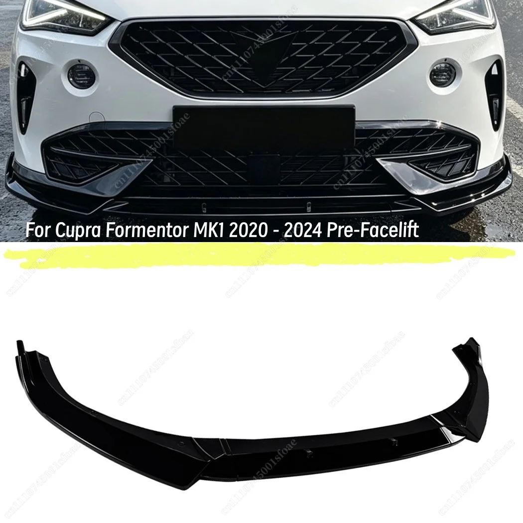 3Pcs Front Bumper Lip Splitter For Cupra Formentor MK1 2020 2021 2022 2023 2024 Pre-Facelift Model Glossy Black Auto BodyKits