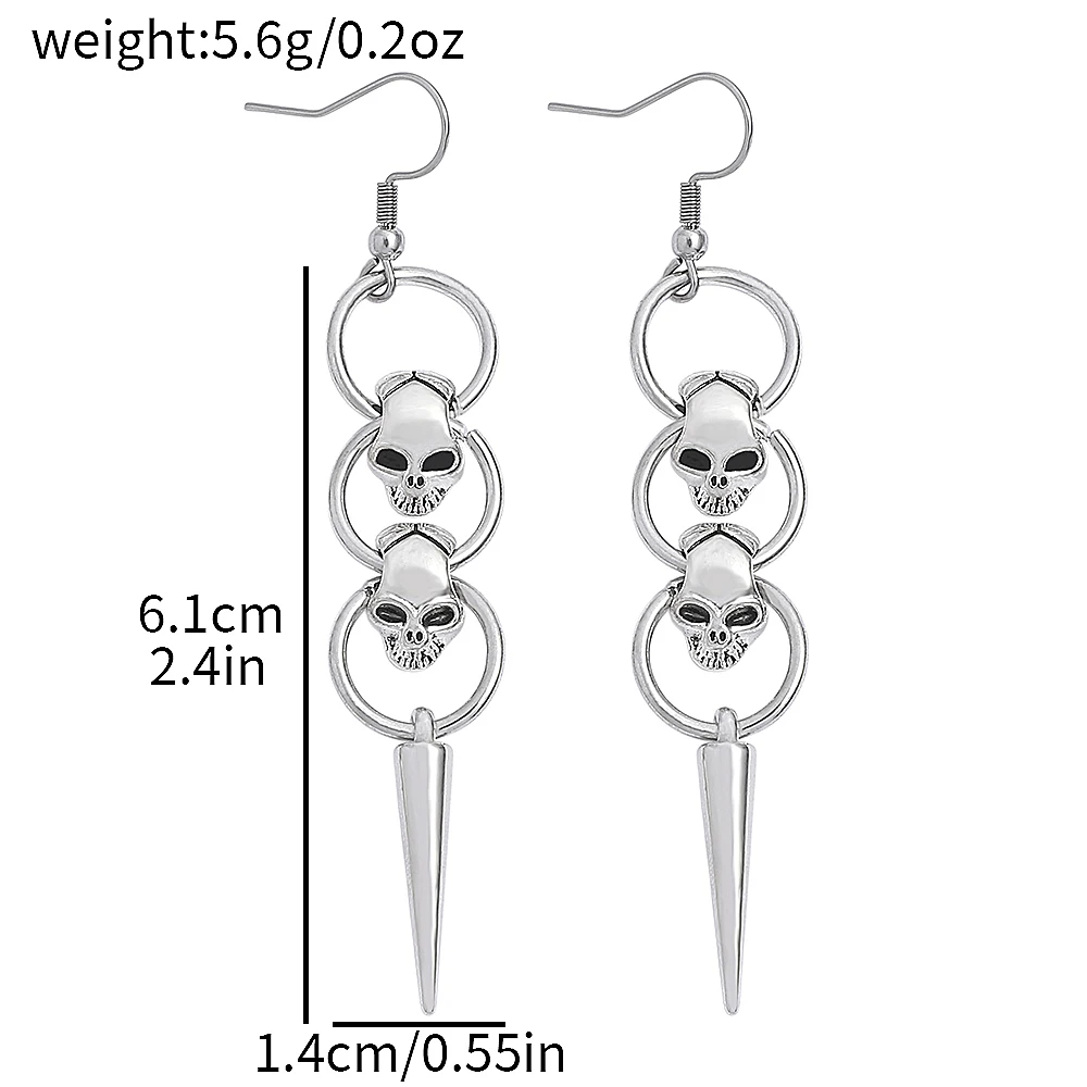 1 Pair Punk Skeleton Exaggerate Earrings Skull Dangle Earrings Halloween Costume Accessories Hip Hop Rock Jewelry