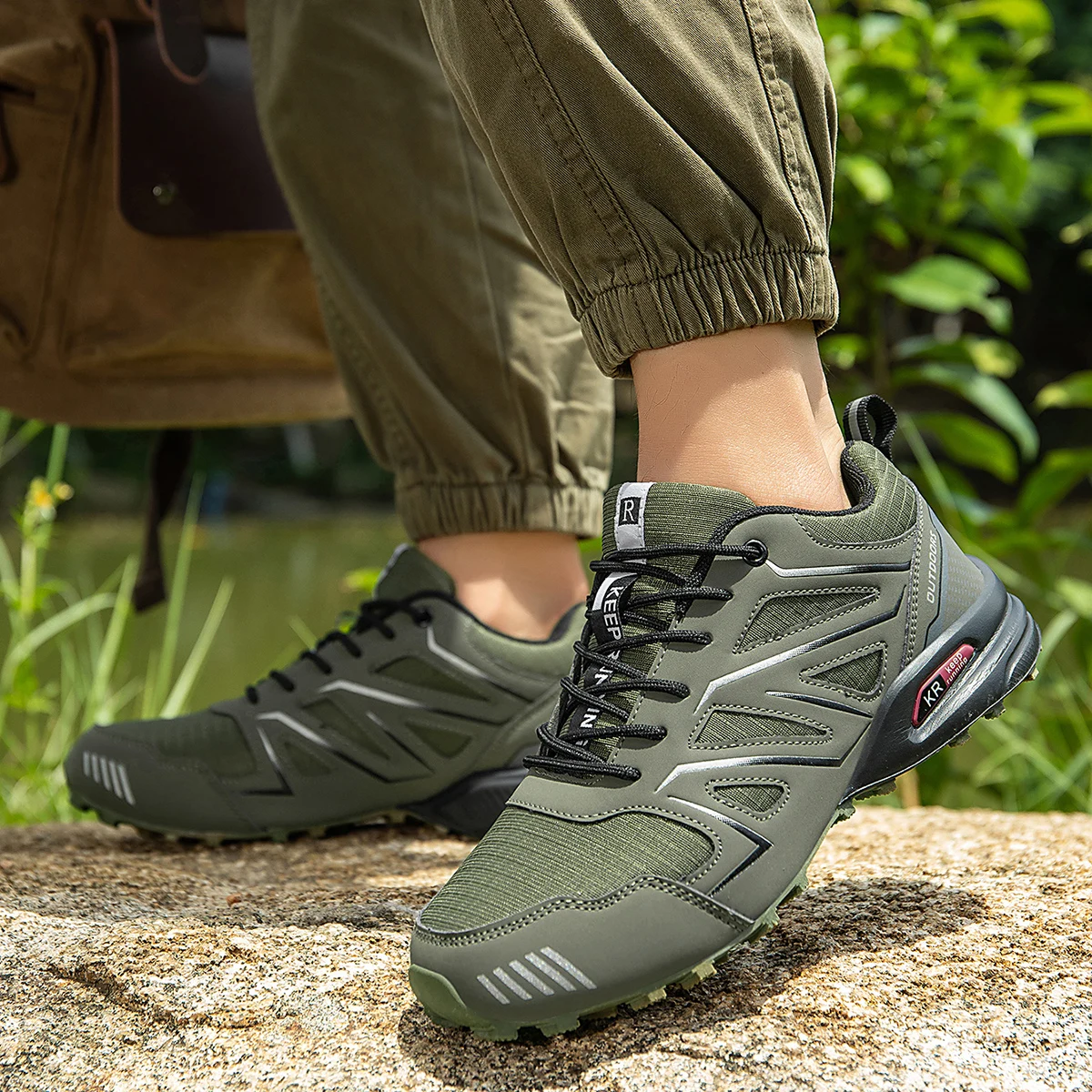 Wasserdichte Herren-Wanderschuhe, atmungsaktives Obermaterial, geeignet für jedes Gelände, Outdoor-Offroad, rutschfest, verschleißfest, Sportschuhe – Detail 14