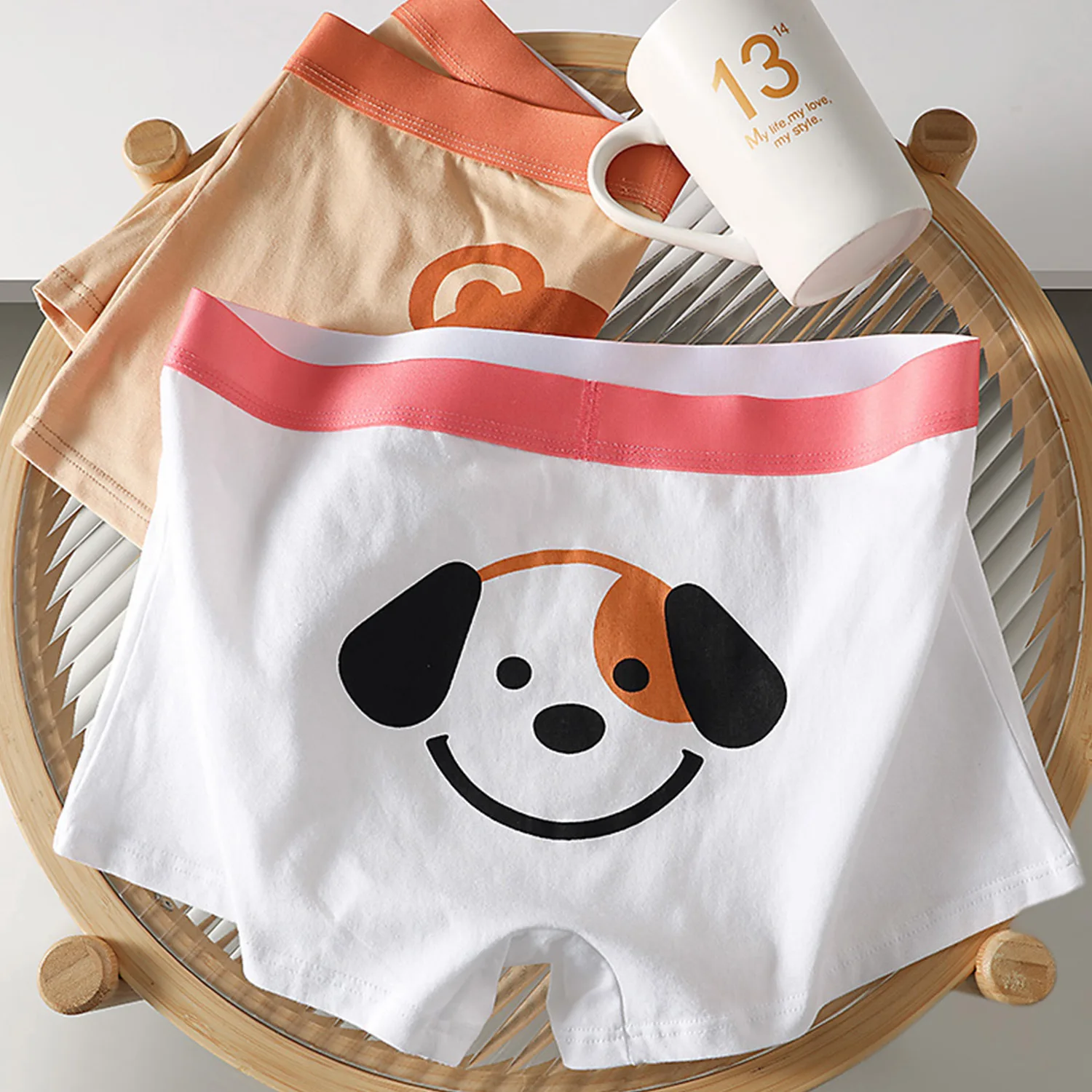 New Men's Underwear Dog Cartoon Cute Cotton Breathable Boxer Briefs