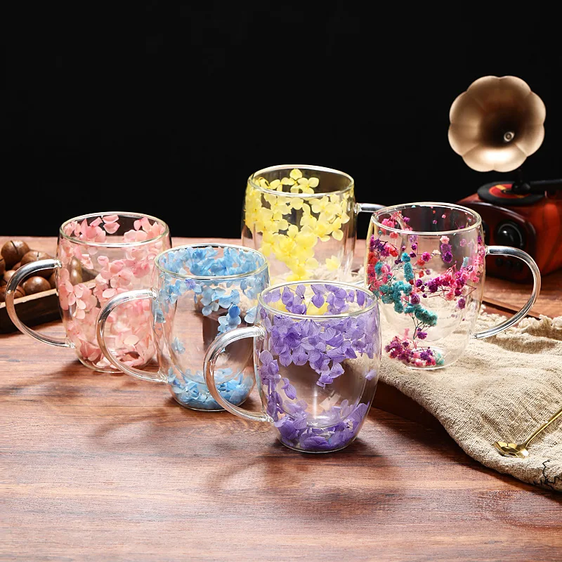 

350ml Creative Double Wall Coffee Mug Juice Milk Cups High Borosilicate Glass Cup Mugs with Handles Drinking Utensil Gifts