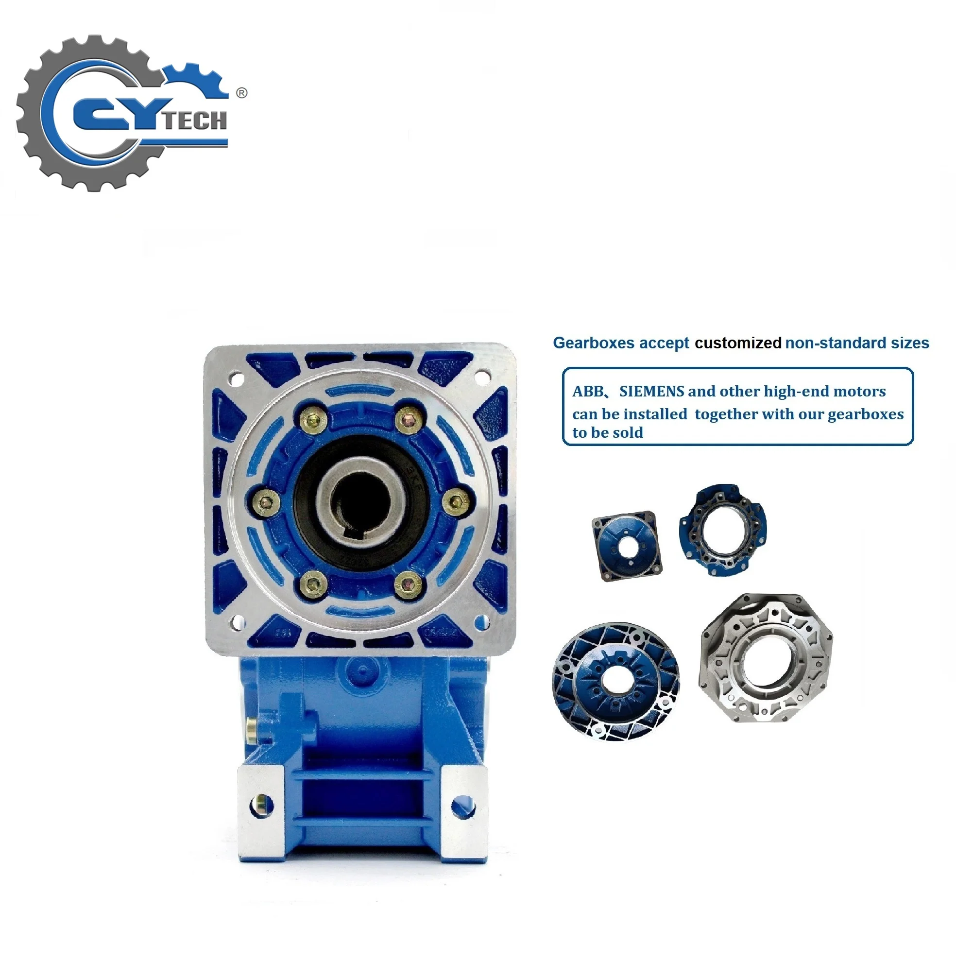 CHENYUE High Torque Worm Gearbox Speed Reducer NMRW75 CYRW75 Input 19/22/14/24/28mm Ratio 5-100 Tin bronze CNC Free Maintenance