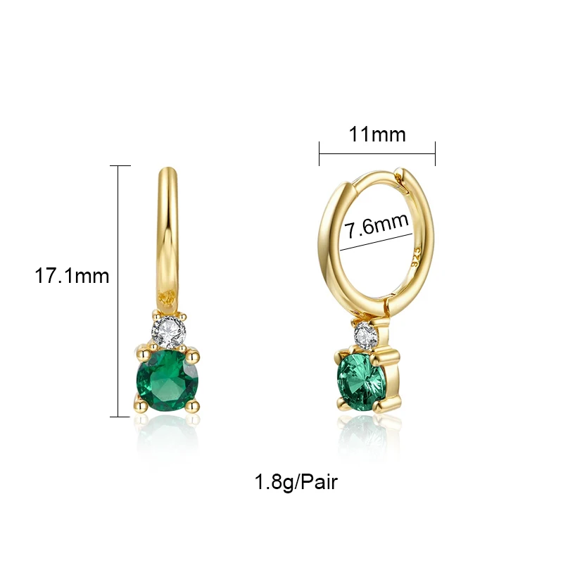 CRMYA Emerald CZ Zircon Clip Drop Hoop Earrings For Women Fashion Gold Plated Piercing Famale Earring Set 2023 Jewelry Wholesale