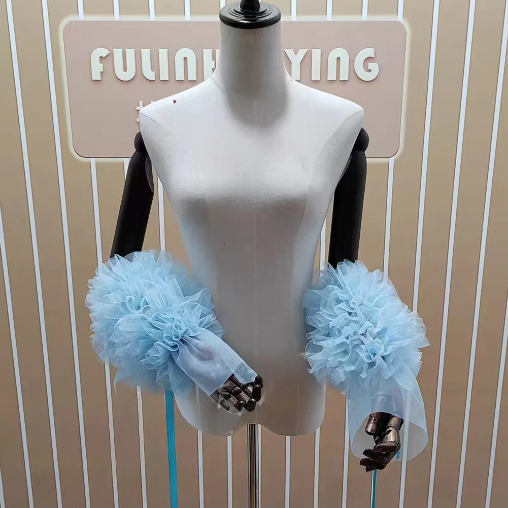 Modern Dance Accessories Arm Cover Ribbon Stereo Mesh Flower Decoration Sleeve Floating Stage Modern Dance Clothing Accessories