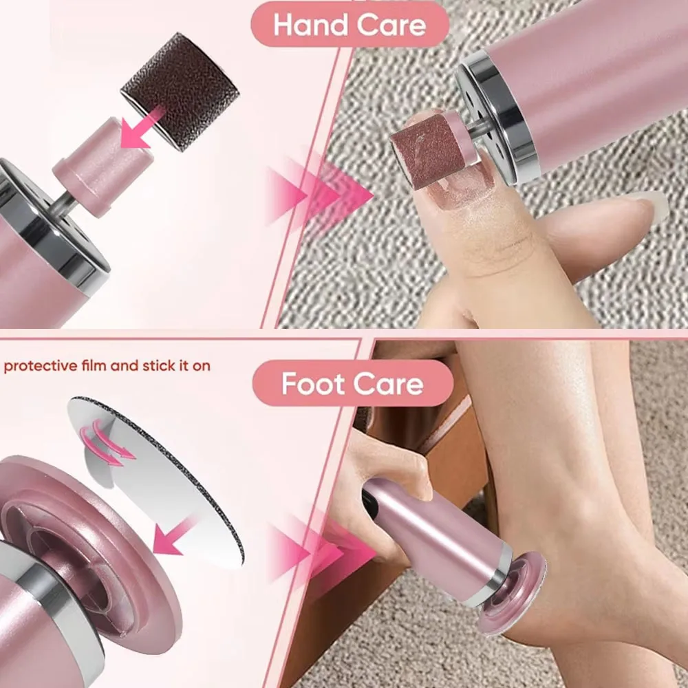 أداة العناية بالقدم 2 في 1 أدوات العناية الكهربائية لليد القدم تلميع أظافر ناعمة مزيل مسامير القدم الكهربائية ملف باديكير منظف القدمين #5