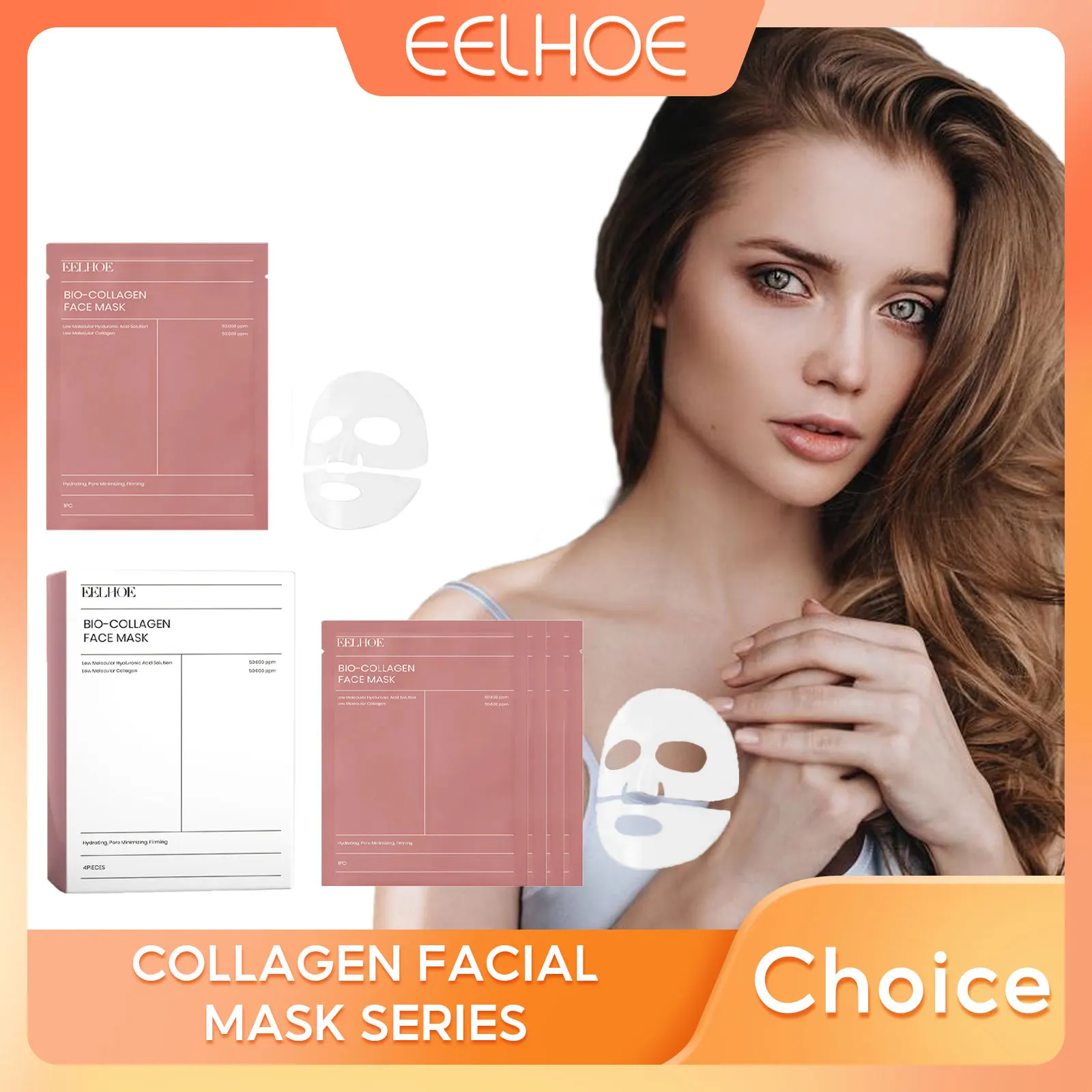 EELHOE Bio Collagen Real Deep Mask Elastic Skin Firming Moisturizing Face Rejuvenation Deep Nourishing Collagen Facial Mask 4pcs