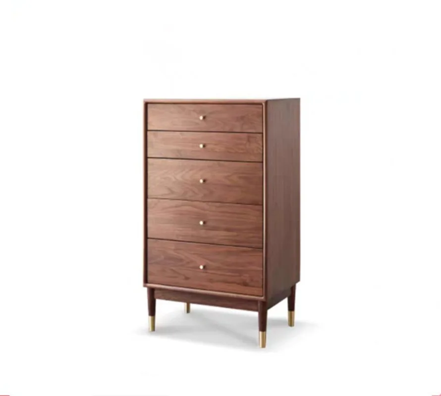 

Solid wood black walnut chest storage cabinet Nordic bedroom chest modern simple light luxury drawer locker