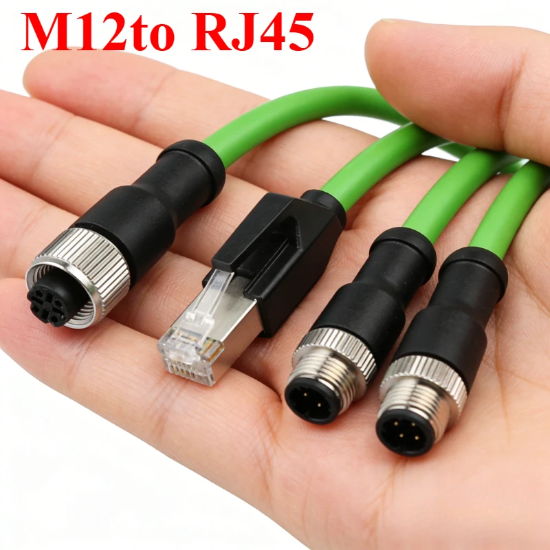 4-Pin M12 zu RJ45 Wasserdichter Steckverbinder D-Typ Kabel Industriequalität Kodierungs-Ethernet-Netzwerkkabel 4-Pin D-Code Sensorleitung 1-20M
